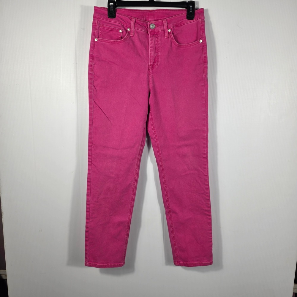 Seven7 Pink Straight Leg Denim Jean Womens Size 4 Solid Mid Rise Casual 5-Pocket